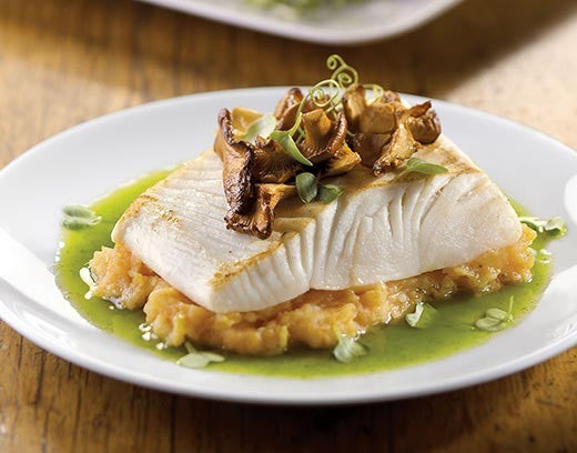 Baked Halibut with Pureed Carrot & Cilantro