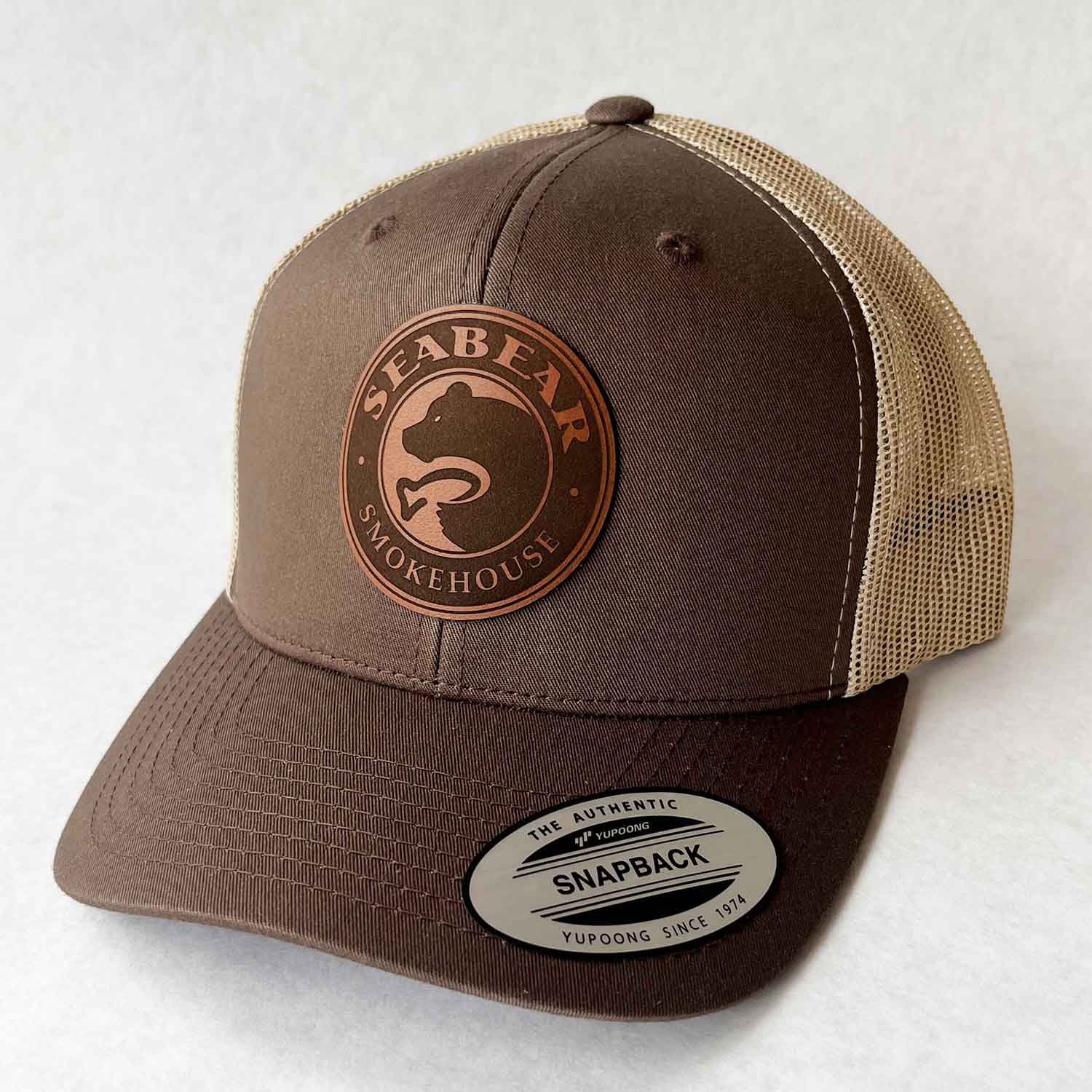 Brown Leather Round Patch Hat