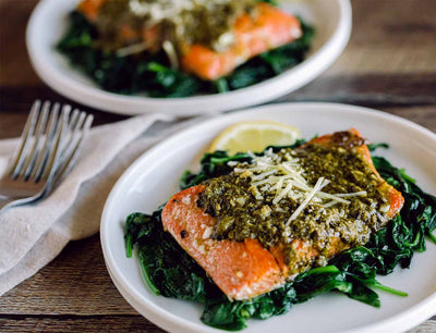 Bob's Pesto Crusted, Parmesan Coated Salmon