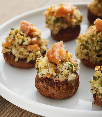 Northwest Smoked Salmon & Goat Cheese Stuffed Mushrooms