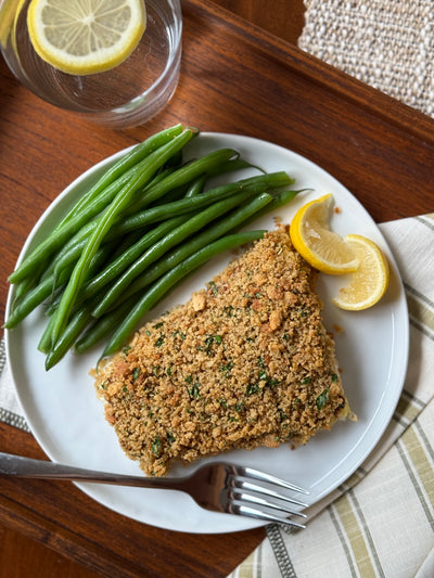 Stuffing-Crusted Wild Alaskan Halibut