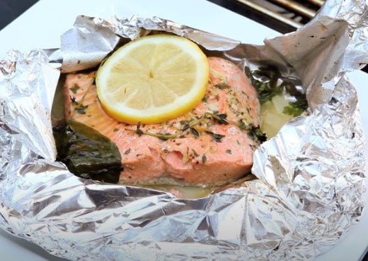 Wild Alaskan Salmon Grilled In a Foil Pouch