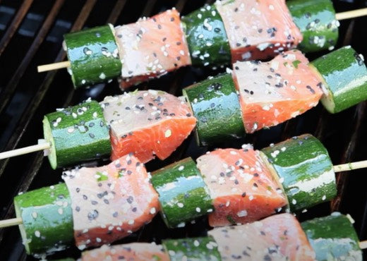 Wild Alaskan Salmon Skewers on the Grill