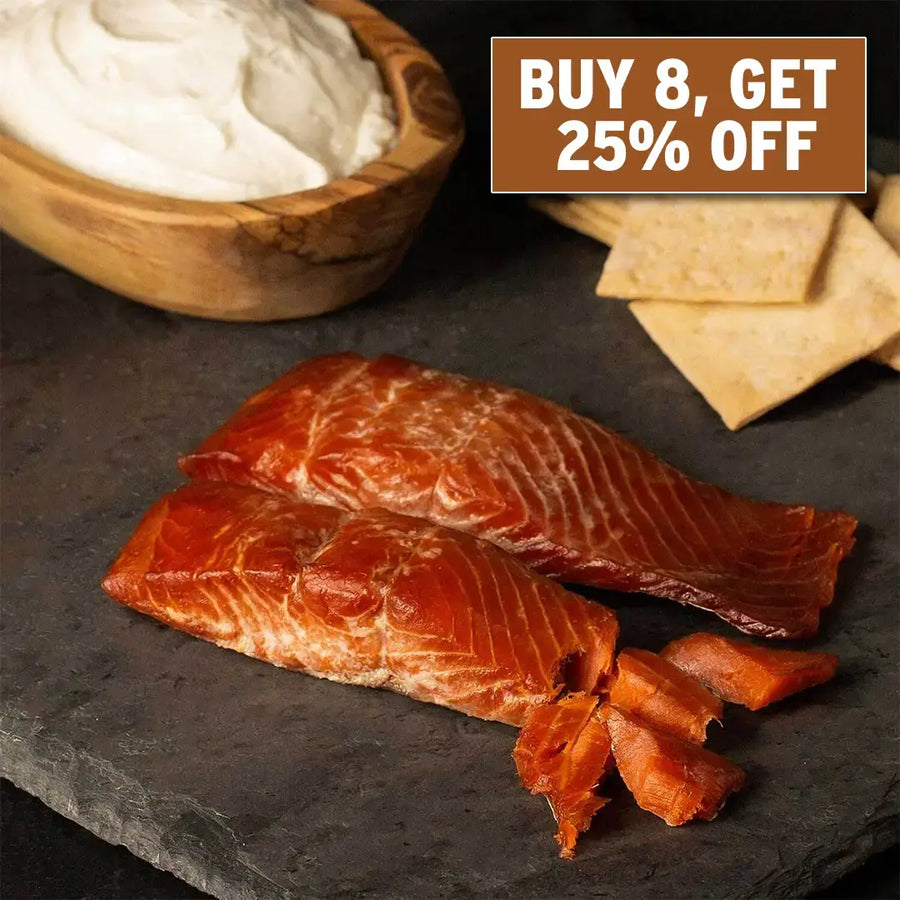 Buy 8, Get 25% Off: Candied Hot Smoked Sockeye Salmon Strips
