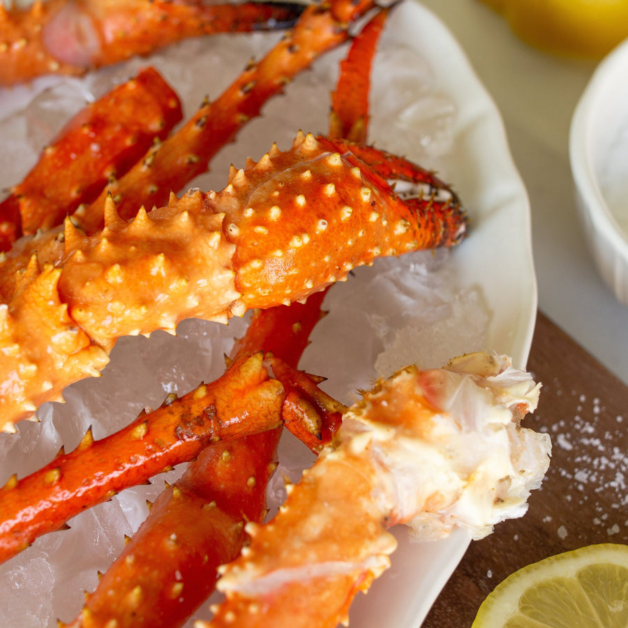 Close Up of Alaskan Golden King Crab Bits & Pieces | SeaBear Smokehouse | Keyport Crab