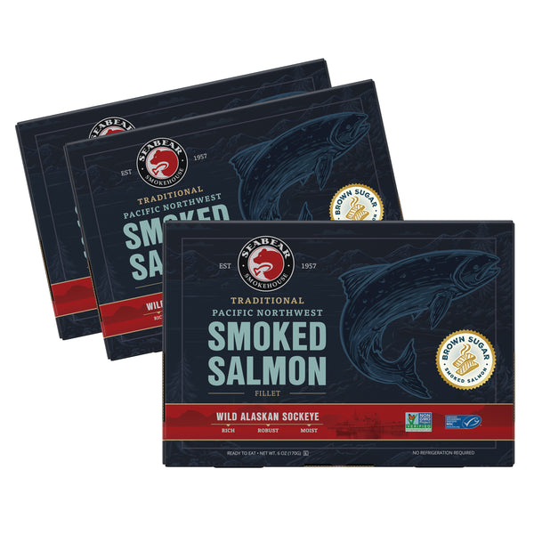 Brown Sugar Smoked Wild Sockeye Salmon 3-Pack