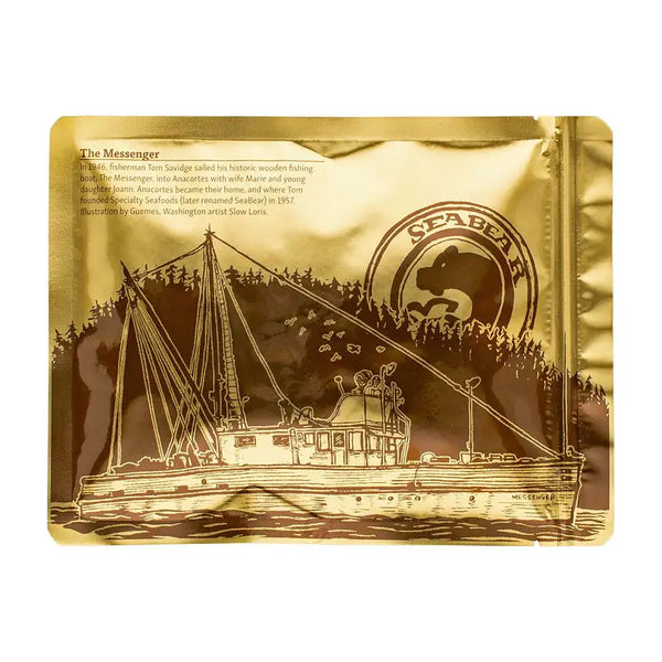 SeaBear signature gold seal pouch for wild smoked salmon products | SeaBear Smokehouse