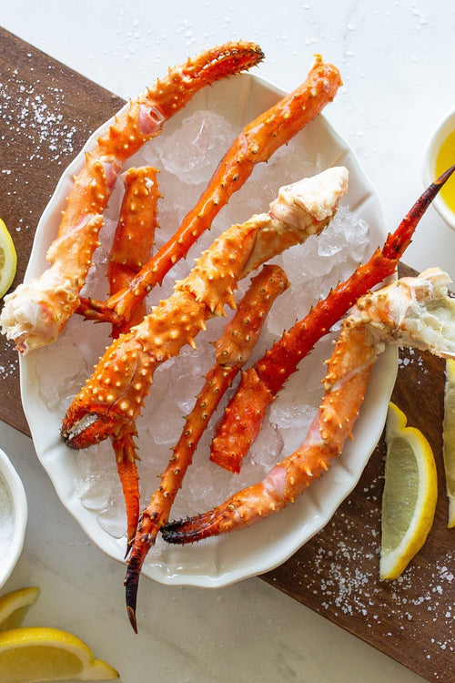 Golden King Crab bits and pieces on ice.