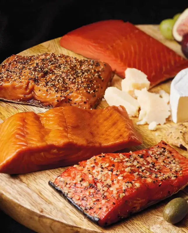 variety of smoked salmon
