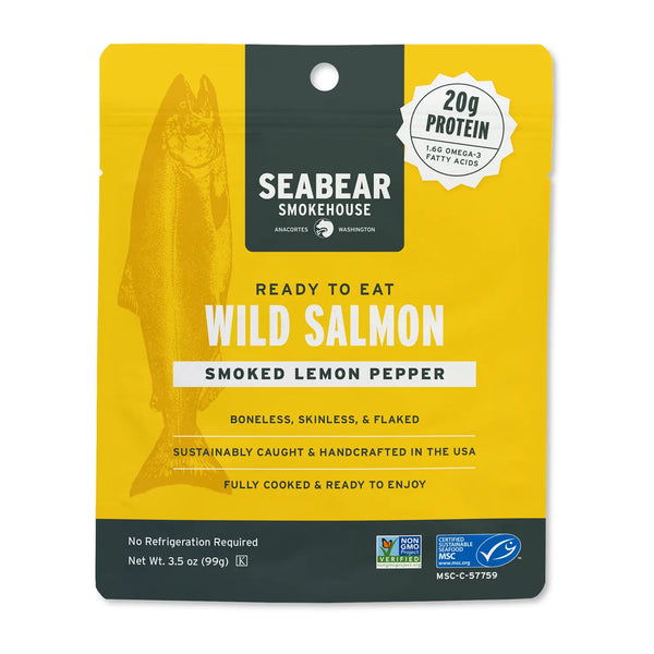 Ready to Eat Smoked Lemon Pepper Wild Pink Salmon