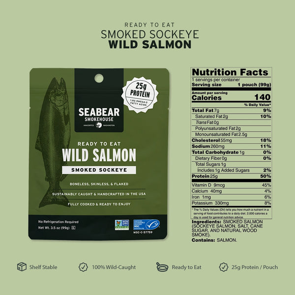 Ready to Eat Smoked Wild Sockeye Salmon