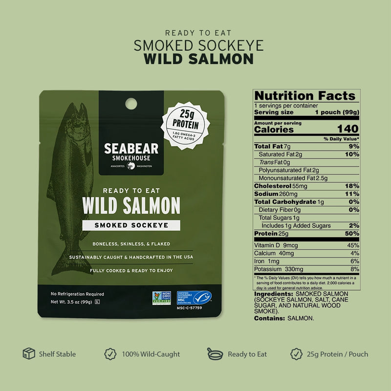 Ready to Eat Smoked Wild Sockeye Salmon