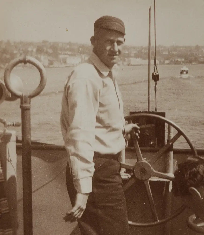 Tom Savage at the wheel of the first seabear boat