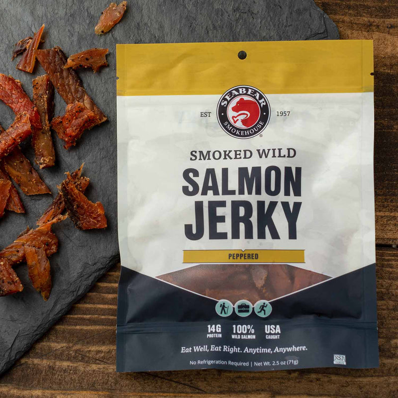 Smoked Wild Salmon Jerky Peppered | SeaBear Smokehouse