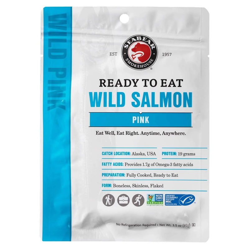 Ready to Eat Wild Pink Salmon Packaging Front