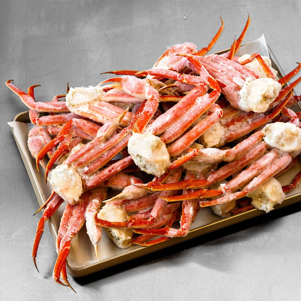 Alaskan Bairdi Crab Spread Out on Tray | SeaBear Smokehouse | Keyport Crab