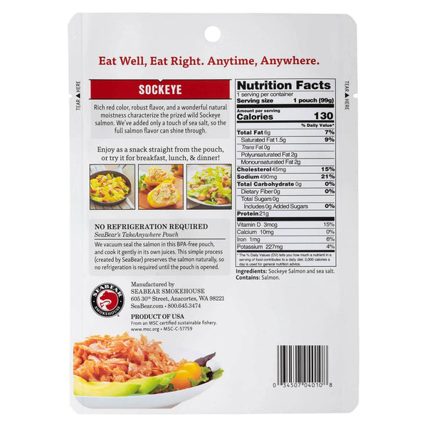 Ready to Eat Wild Sockeye Salmon Packaging Back