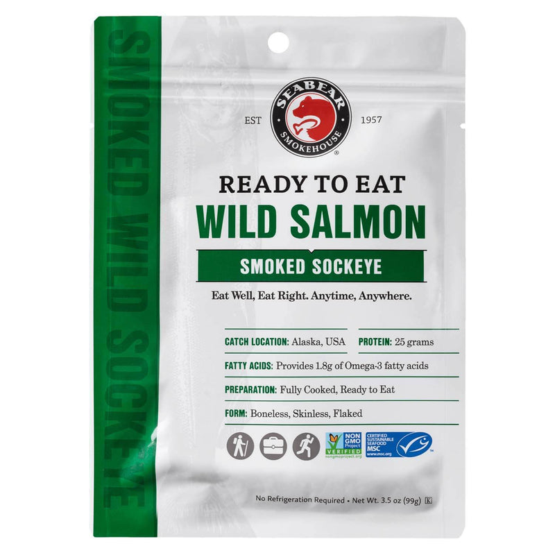 Ready to Eat Smoked Wild Sockeye Salmon Packaging Front